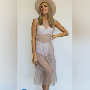 Sweet Rain NWOT Polka Dot Mesh Tunic